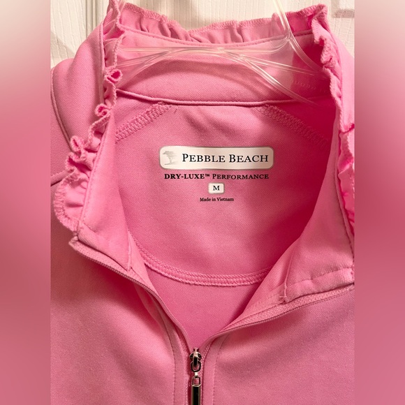 PEBBLE BEACH PERFORMANCE Women’s Pink Golf Athletic Jacket Ruffle Medium - Picture 3 of 5